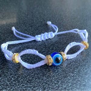 Handmade White Evil Eye Bracelet